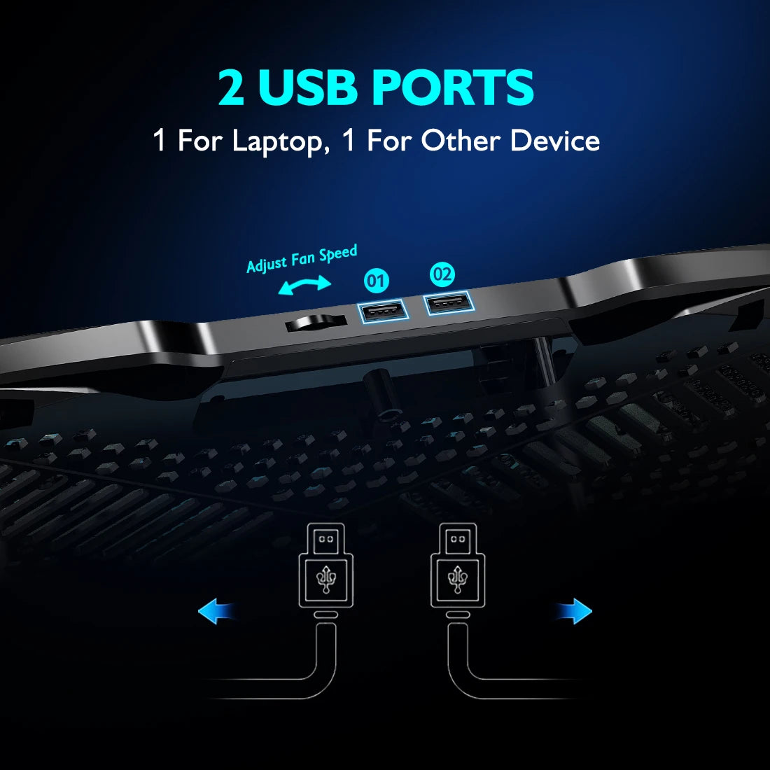 Laptop Cooling Pad with 5 Quiet Fans and Adjustable Stand