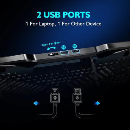 Laptop Cooling Pad with 5 Quiet Fans and Adjustable Stand