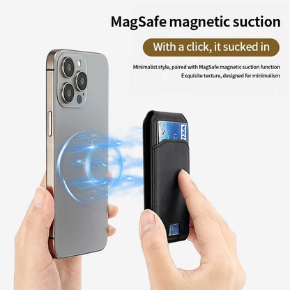 MagSafe Leather Wallet Case With Magnetic Card Holder
