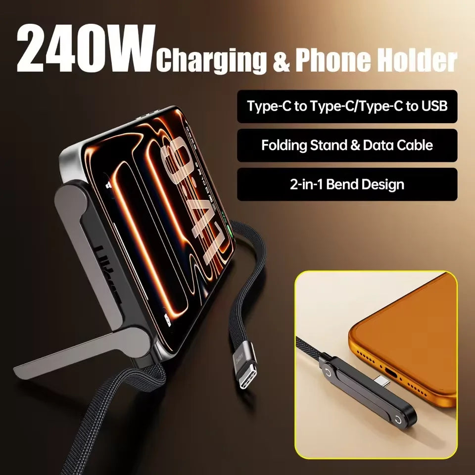 240W USB-C to USB-C Fast Charging Cable with Stand