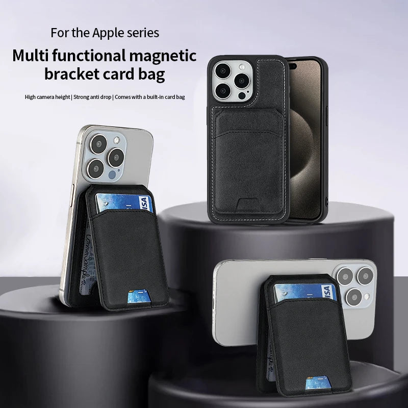 MagSafe Leather Wallet Case With Magnetic Card Holder