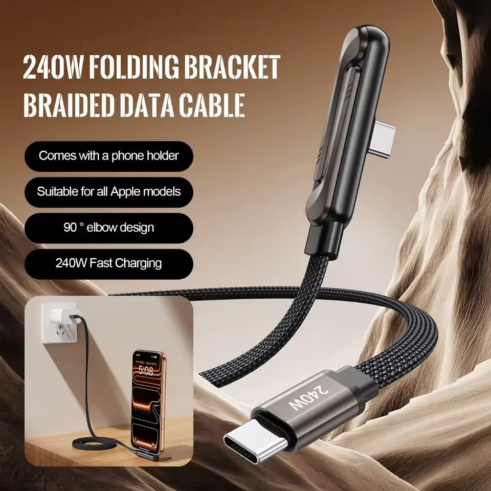 240W USB-C to USB-C Fast Charging Cable with Stand