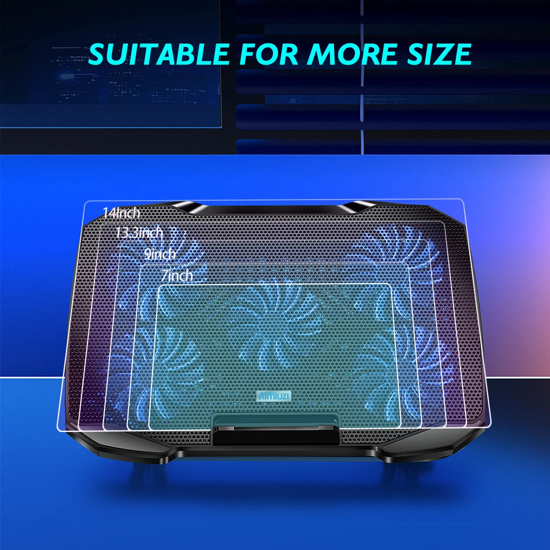 Laptop Cooling Pad with 5 Quiet Fans and Adjustable Stand