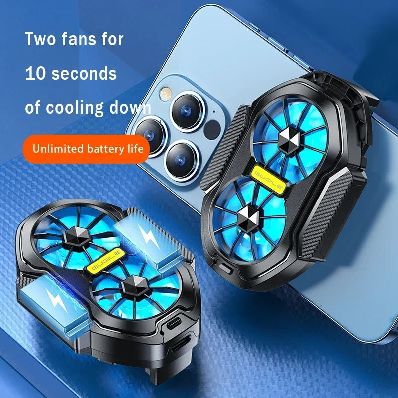 Dual-Fan Mobile Phone Cooler – Fast Cooling With Battery