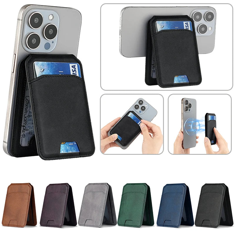 MagSafe Leather Wallet Case With Magnetic Card Holder