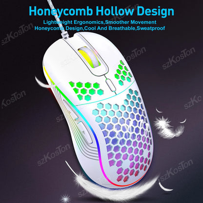 Honeycomb Wired Gaming Mouse RGB 7200 DPI Ergonomic
